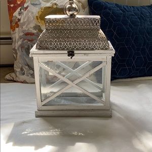 Antiqued silver and white lantern